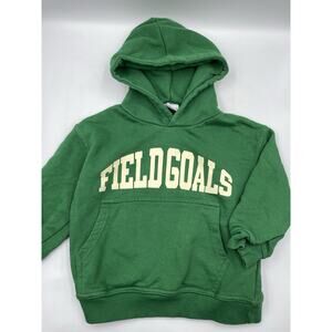 Zara Hooded Pullover Sweatshirt Kids Sz 4 Green “Field Goals”